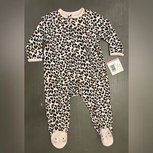 Little Me Pink and Black Leopard Print Footie